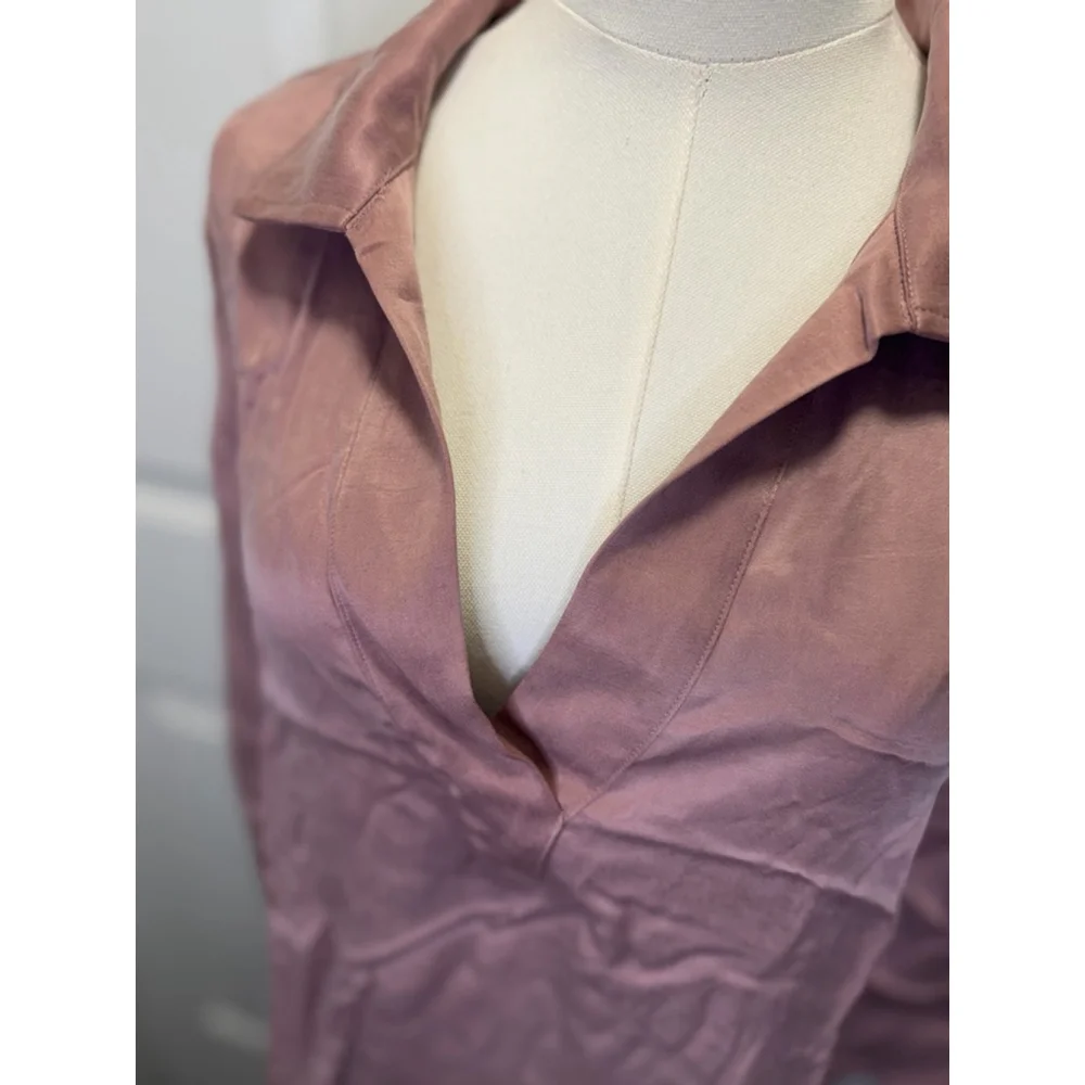 Haven Well Within Cupro Tunic Blouse Mauve Pink M NWT Collared Pullover Top - Picture 3 of 8